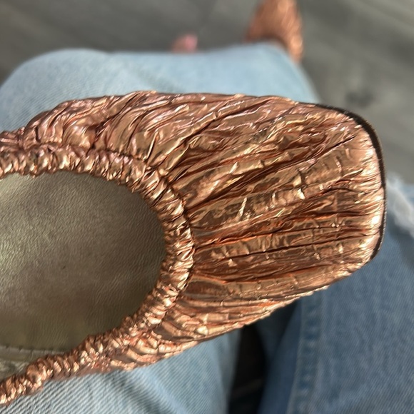 Dolce & Gabbana Metallic Copper Rose Gold Ballerina Flats 37 - Picture 6 of 9